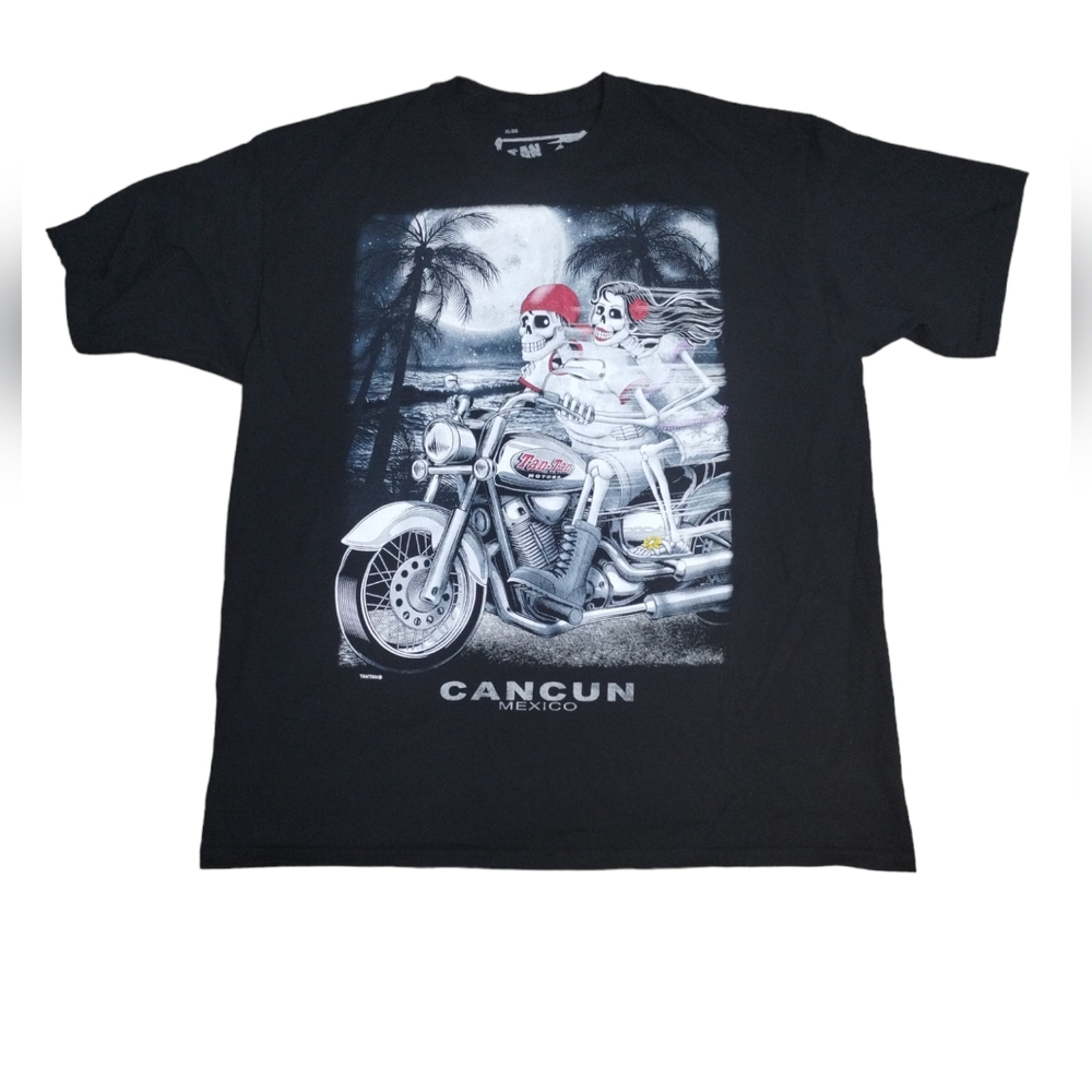 Tee shirt black motorcycle riders Tan tan Cancún México unisex size XL